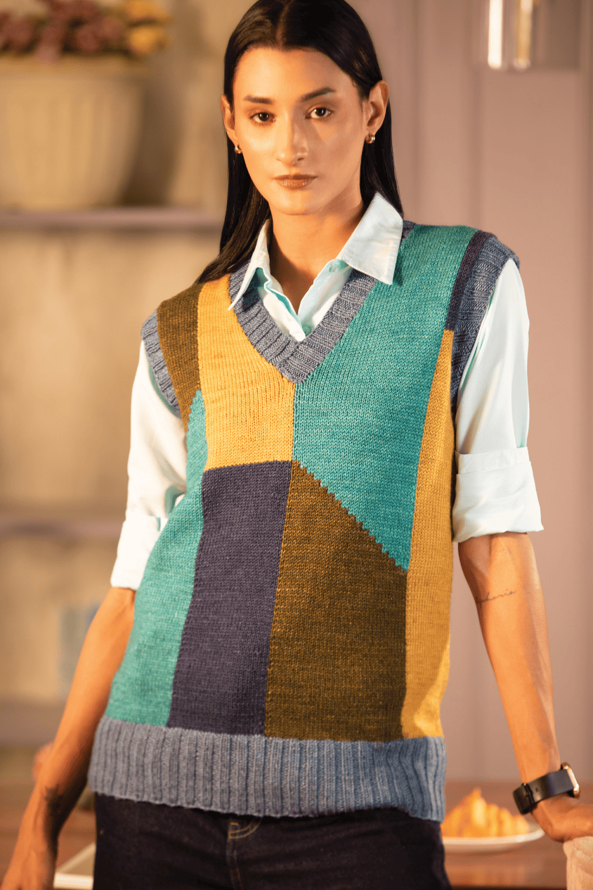 Symfonie Hand Dyed Yarns Symfonie Hand-Dyed Yarn | Blockline Vest | Luna | Chronicle 2