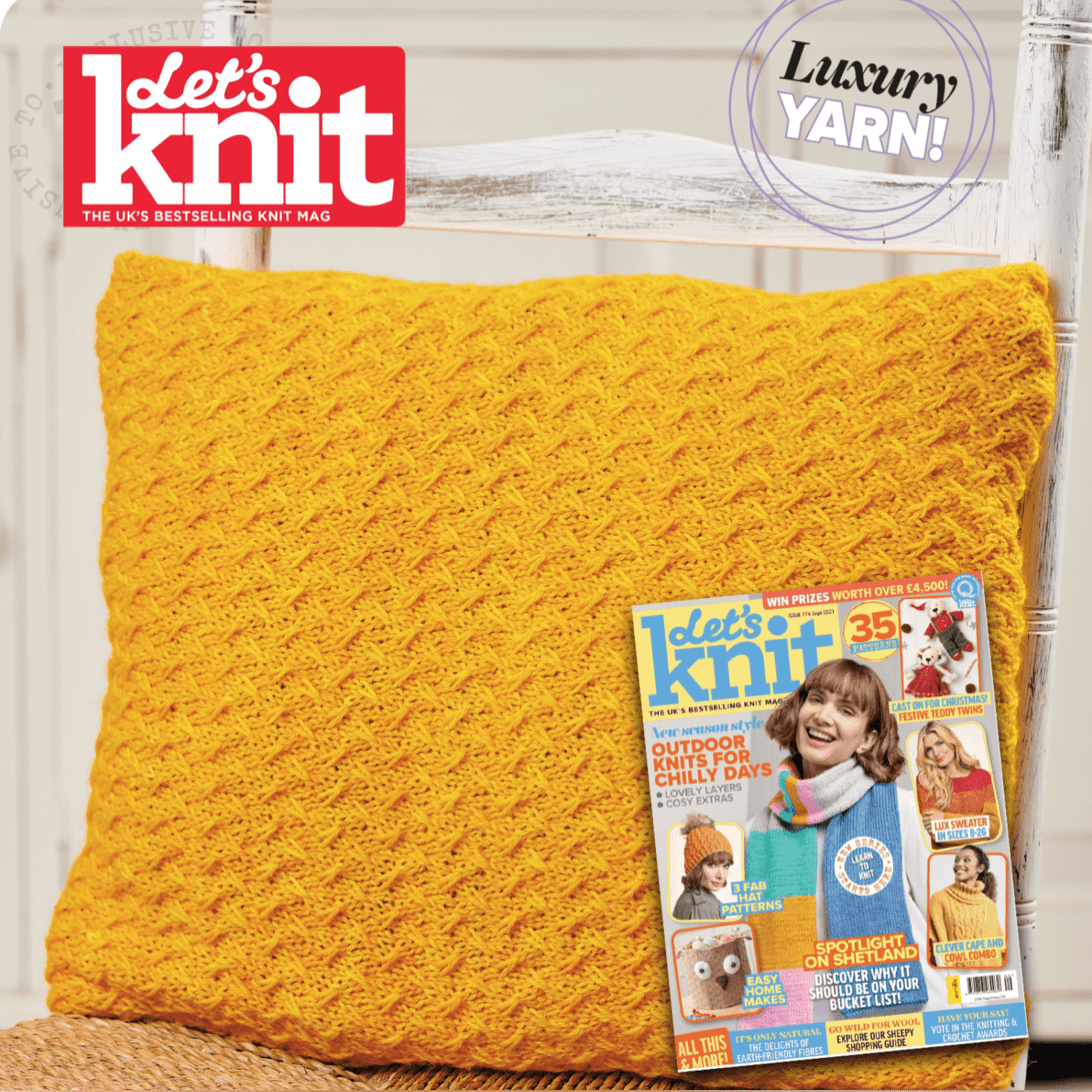 McIntosh Yarn Diagonal Weave Cushion Cover - featured in Let's Knit magazine issue 174